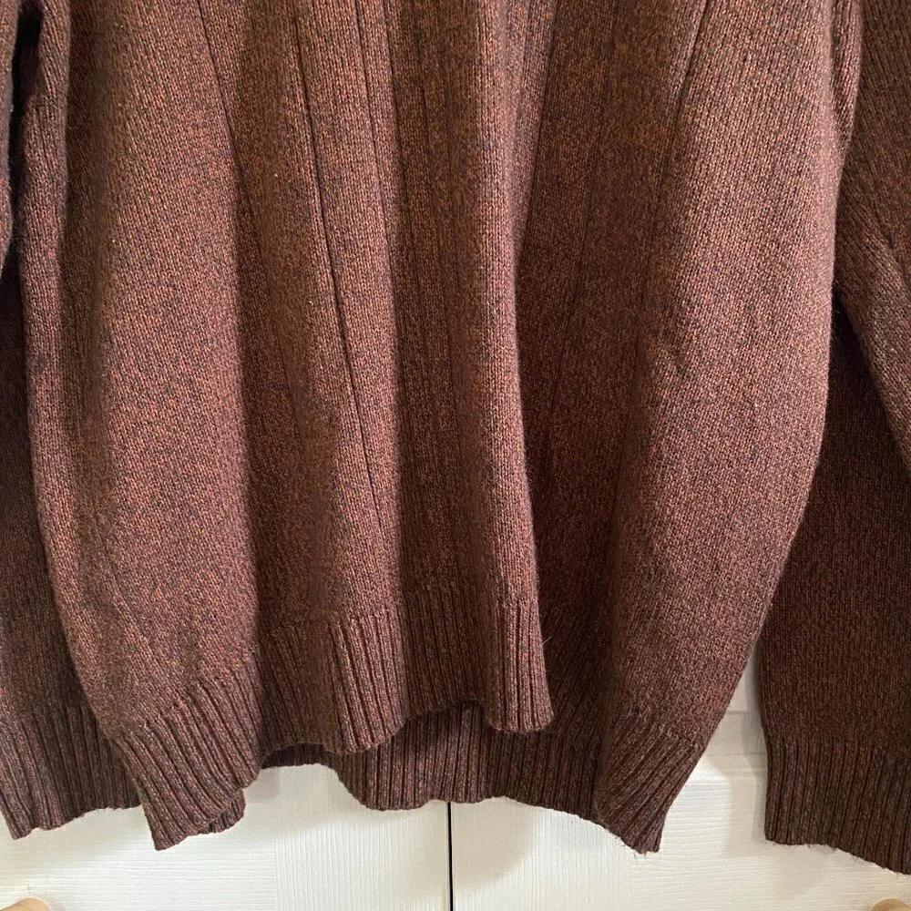 Oscar De La Renta Men's Ribbed Brown 1/4 Zip Long Sleeve Knit Sweater Size XL